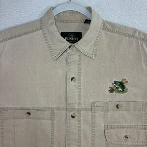 RedHead Largemouth Bass Button Shirt Men M Tan Fishing Short Sleeve Cotton